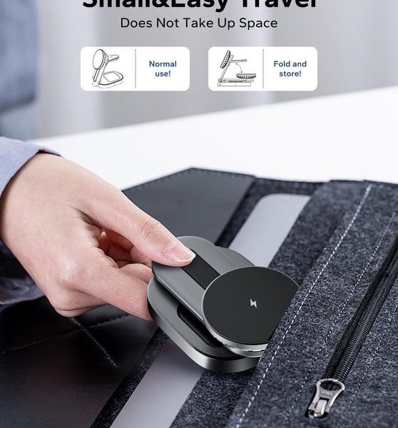 KPON 3 in 1 Wireless Charging Station for Apple Mag-Safe, Magnetic Wireless Charger Stand Foldable for Multiple Devices,Travel Charging Dock for iPhone 16/15/14/13/Pro/ProMax/Plus/Mini/iWatch/AirPods