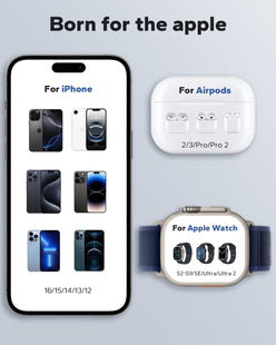 KPON for iPhone Nightstand Charging Station,15W 3 in 1 Wireless Charger Stand with Night Lamp,Travel Foldable Cube Magsafe Dock for iPhone 16 15 14 13 12 Series/Apple Watch/Airpods/Samsung Phone