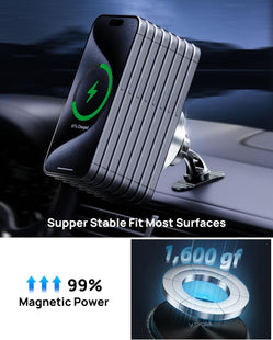 KPON for Magsafe Car Charger Mount, 15W Fast Charging LED 2in1 Magnetic Wireless Car Magsafe Charger for iPhone, Wireless Phone Charger for Car Fits iPhone 16 15 14 13 12,Samsung with MagSafe Case